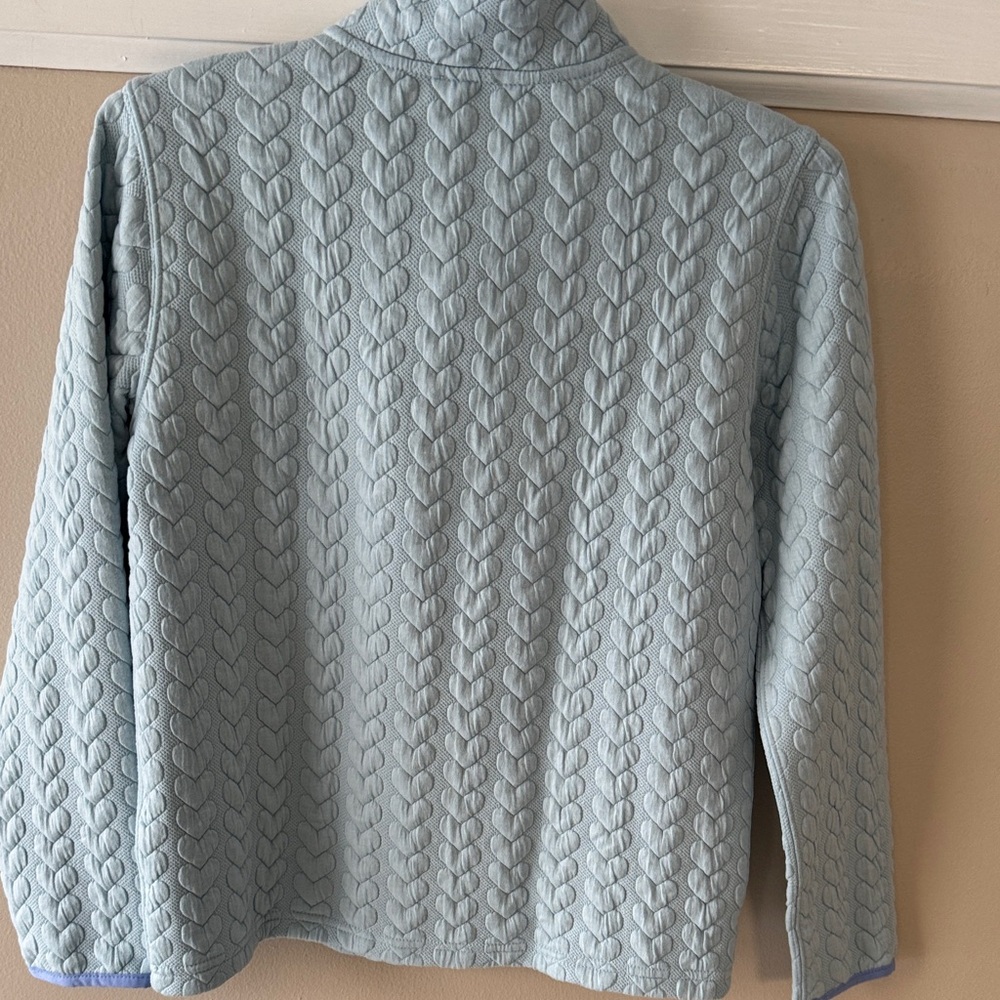New Crewcuts from J. Crew Blue Heart Pattern Quarter Zip-Up Sweater - Picture 6 of 9